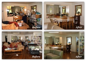 before-and-after Living room and dinning room